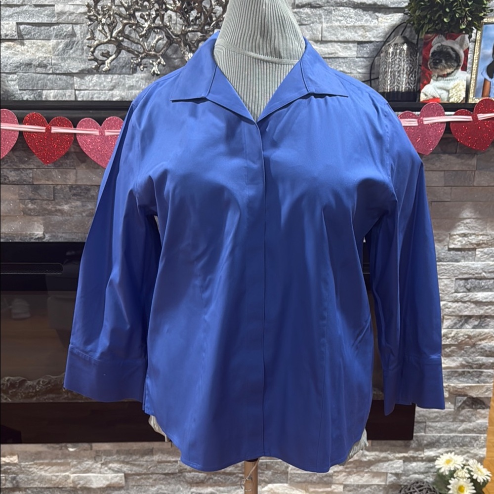 Blue Button-Up Blouse